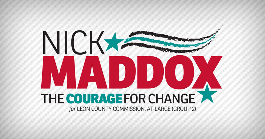 Nick Maddox, former Florida State University and NFL running back, campaign logo from his successful election in 2010 to the Leon County Commission, At-Large.